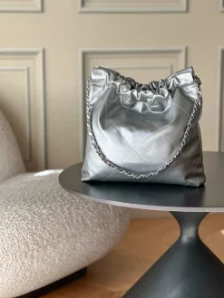 Alternative view of CHANEL Bucket Bags Waxed Calfskin (Silver) 35X37X7CM F00202608072067