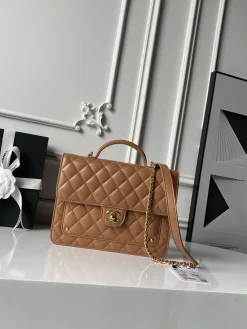 CHANEL Casual Bags Lambskin Leather (Brown-Gold) 25X20X10CM I50202608073232