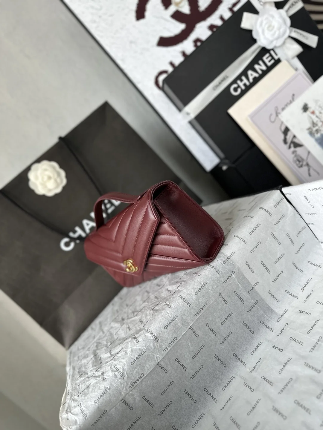 CHANEL Clutches Bags Caviar Leather (Burgundy-Gold) 10X26X5CM G00202608070736 - Image 4