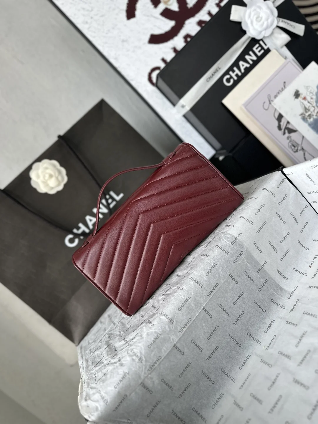 CHANEL Clutches Bags Caviar Leather (Burgundy-Gold) 10X26X5CM G00202608070736 - Image 5