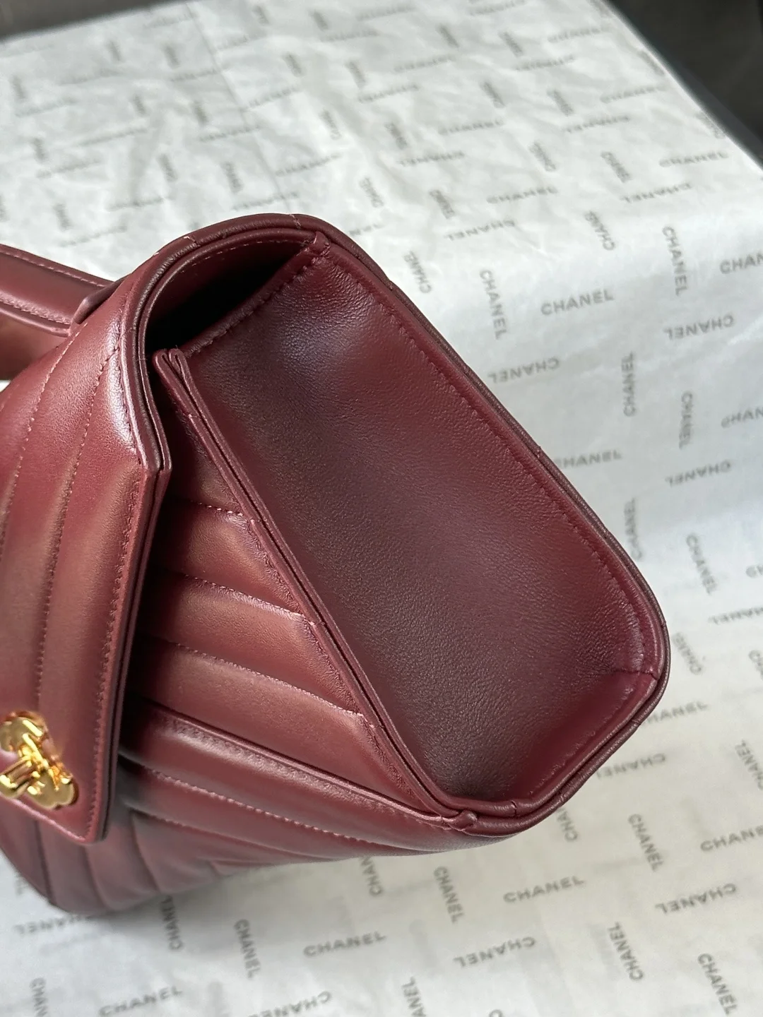 CHANEL Clutches Bags Caviar Leather (Burgundy-Gold) 10X26X5CM G00202608070736 - Image 9