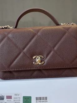 Alternative view of CHANEL Clutches Bags Lambskin Leather (Dark Brown-Gold) 19CM F20202608070045