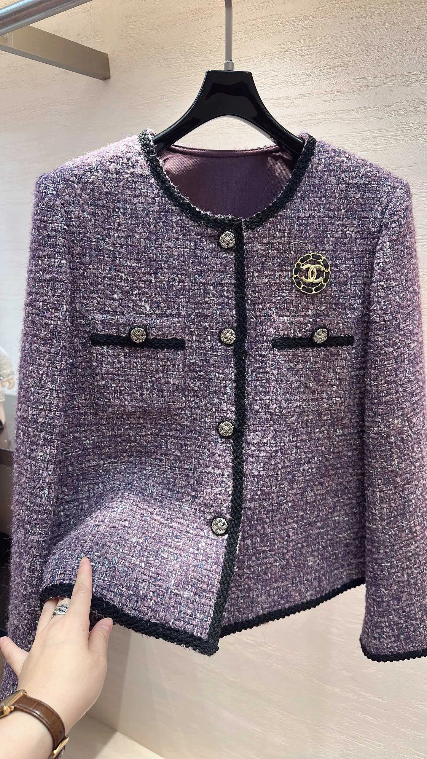 CHANEL Coats Tweed Blend S M L XL C60202608040381 - Image 4