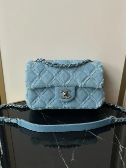 CHANEL Crossbody Bags Denim (Blue-Silver) 20CM G00202608073146