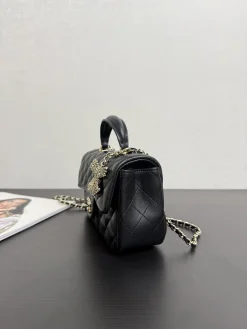 Alternative view of CHANEL Crossbody Bags Lamb Leather (Black-Gold) One Size A050202608071570