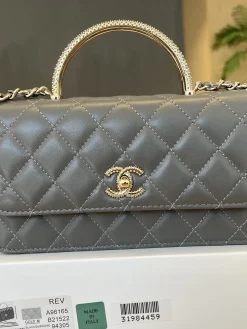 Alternative view of CHANEL Crossbody Bags Lamb Leather (Grey-Gold) 19CM E80202608072673