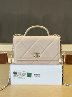 CHANEL Crossbody Bags Lambskin Leather (Beige-Gold) ONE SIZE F20202608070044
