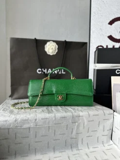 Alternative view of CHANEL Crossbody Bags Lizard Embossed Leather (Green-Gold) 8X25X5CM F60202608070091