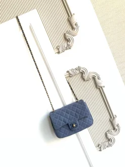 CHANEL Crossbody Bags Suede (Blue-Gold) 14X20X6CM G00202608073272