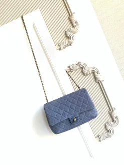CHANEL Crossbody Bags Suede (Blue-Gold) 17X24X7CM G20202608073273