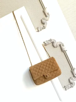 CHANEL Crossbody Bags Suede (Brown-Gold) 17X24X7CM F60202608073269