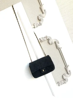 CHANEL Crossbody Bags Suede Leather (Black-Gold) 14X20X6CM F60202608073265