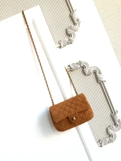 CHANEL Crossbody Bags Suede Leather (Brown-Gold) 14X20X6CM F60202608073263