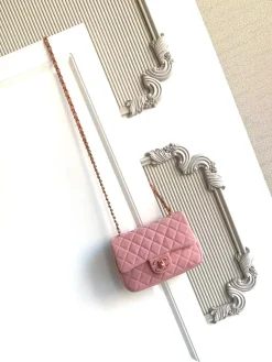 CHANEL Crossbody Bags Suede Leather (Pink-Gold) 14X20X6CM F60202608073277