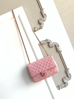 CHANEL Crossbody Bags Suede Leather (Pink-Rose Gold) 17X24X7CM G00202608073278