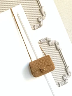 CHANEL Crossbody Bags Suede (Tan-Gold) 14X20X6CM F60202608073268