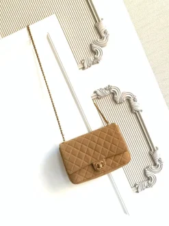 CHANEL Crossbody Bags Suede (Tan-Gold) 18X26X7CM G20202608073270