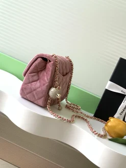Alternative view of CHANEL Crossbody Bags Velvet (Pink-Gold) 13X18X7CM F20202608072662