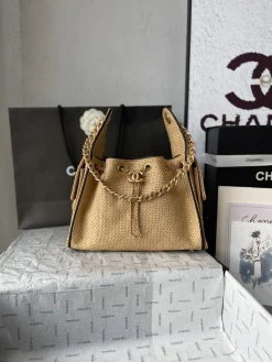 CHANEL Crossbody Bags Woven Leather (Beige-Gold) 30X26X14CM G50202608071581
