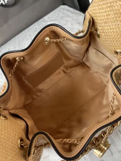 Alternative view of CHANEL Crossbody Bags Woven Leather (Beige-Gold) 30X26X14CM G50202608071581