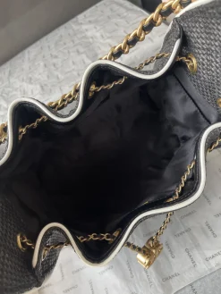 Alternative view of CHANEL Crossbody Bags Woven Leather (Black-Gold) 30X26X14CM G50202608071582