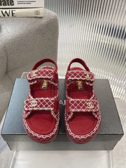 CHANEL Sandals Fabric & Lambskin EU35-40 B60202608031525