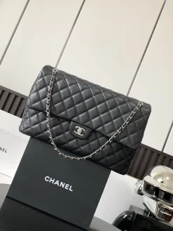 CHANEL Shoulder Bags Caviar Leather (Black-Silver) 40X26X12CM H00202608071623