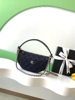 CHANEL Shoulder Bags Denim (Dark Blue-Gold) 15X22X6CM F00202608072520
