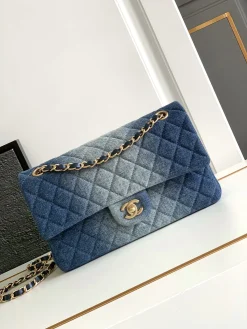 CHANEL Shoulder Bags Denim Leather (Blue-Gold-Black) 25X20CM F70202608070768