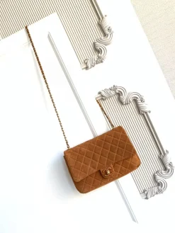 CHANEL Shoulder Bags Suede (Brown-Gold) 18X26X7CM G20202608073264