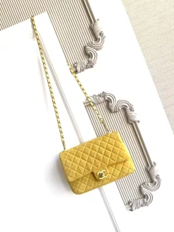 CHANEL Shoulder Bags Suede Leather (Yellow-Gold) 17X24X7CM G00202608073281