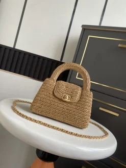 CHANEL Top Handle Bags (Beige-Gold) 13X19X7CM G50202608071608