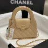 CHANEL Top Handle Bags Calfskin Leather (Beige-Gold) 13X19X7CM E30202608072439