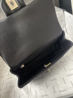 Alternative view of CHANEL Top Handle Bags Calfskin Leather (Black-Gold) 20X14X7CM F80202608072384