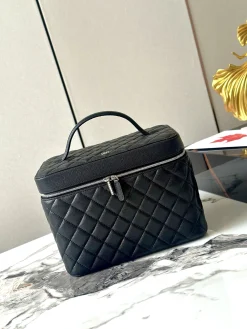 Alternative view of CHANEL Top Handle Bags Calfskin Leather (Black-Silver) 25X16X18CM H20202608070131