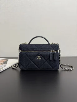 CHANEL Top Handle Bags Calfskin Leather (Dark Blue-Silver) 19CM H50202608071555
