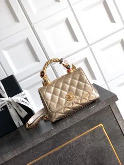 CHANEL Top Handle Bags Calfskin Leather (Gold) 19CM H50202608072610