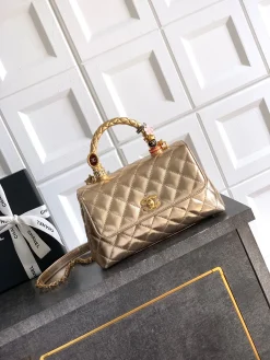 CHANEL Top Handle Bags Calfskin Leather (Gold) 23CM I50202608072605