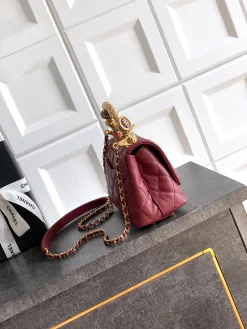 Alternative view of CHANEL Top Handle Bags Calfskin Leather (Red-Gold) 19CM H50202608072612