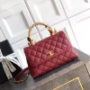 CHANEL Top Handle Bags Calfskin Leather (Red-Gold) 23CM I50202608072607