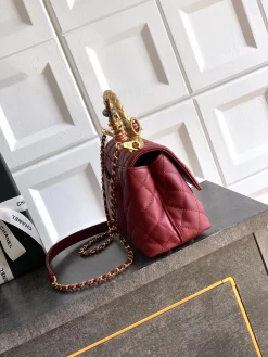 Alternative view of CHANEL Top Handle Bags Calfskin Leather (Red-Gold) 23CM I50202608072607