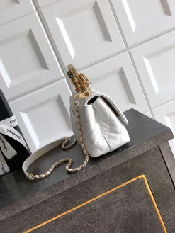 Alternative view of CHANEL Top Handle Bags Calfskin Leather (White-Gold) 19CM H50202608072613