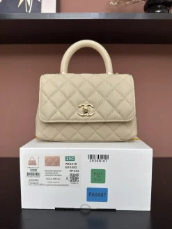 CHANEL Top Handle Bags Caviar Leather (Apricot-Gold) 19X14X9CM F20202608072565