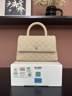 CHANEL Top Handle Bags Caviar Leather (Beige-Gold) 24X14X10 CM F50202608072554