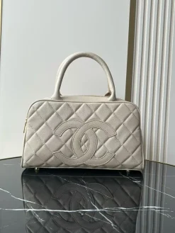 CHANEL Top Handle Bags Caviar Leather (Beige-Gold) 25X14X9CM F50202608072717