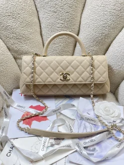 CHANEL Top Handle Bags Caviar Leather (Beige-Gold) 32CM G30202608070880