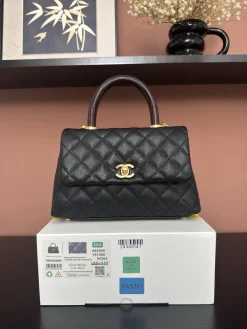 CHANEL Top Handle Bags Caviar Leather (Black-Brown) 24X14X10 CM F50202608072560