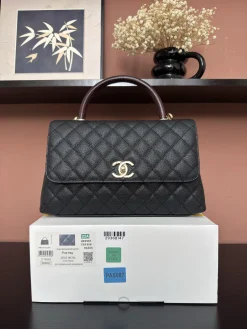 CHANEL Top Handle Bags Caviar Leather (Black-Brown) 29X18X12CM F80202608072532