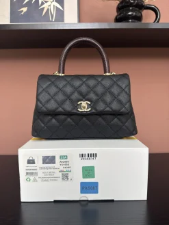 CHANEL Top Handle Bags Caviar Leather (Black-Dark Brown) 24X14X10CM F50202608072552