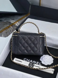 Alternative view of CHANEL Top Handle Bags Caviar Leather (Black-Gold) 16X8X10CM E80202608073250